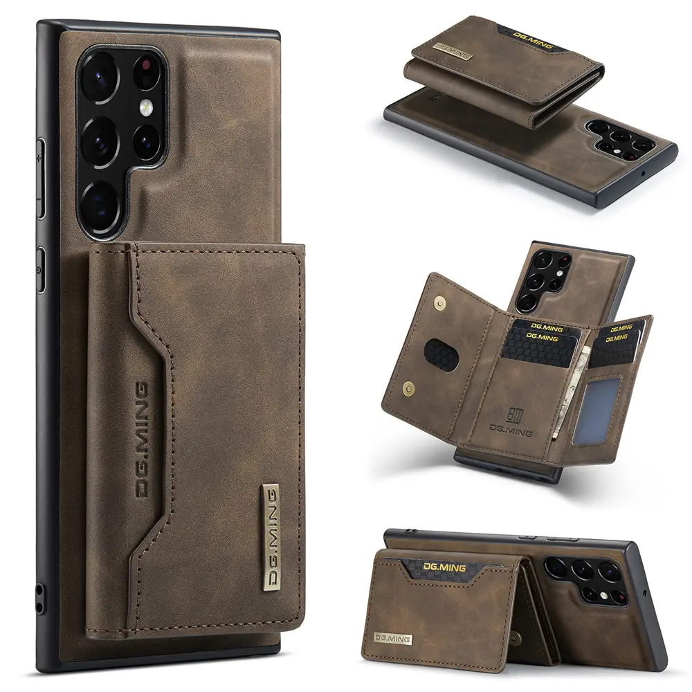 Luxe DGMING 2 en 1 détachable rétro PU cuir portefeuille sac magnétique téléphone étui pour Samsung A52 Note 20 S22 Ultra housse