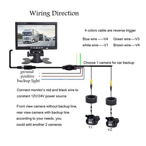 Night Vision Backup <strong>Camera</strong> Aviation 4 Pins Car <strong>Rear</strong> <strong>View</strong> <strong>Camera</strong> <strong>7</strong>&quot; Split Screen Quad Monitor for Car Truck <strong>Camera</strong> <strong>System</strong> - Product Image 5