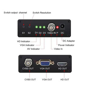 Adaptador convertidor de vídeo 4 en 1 compuesto CVBS AHD TVI CVI a HDMI compatible con Cable BNC a HDMI VGA BNC(CVBS) para cámara/DVR