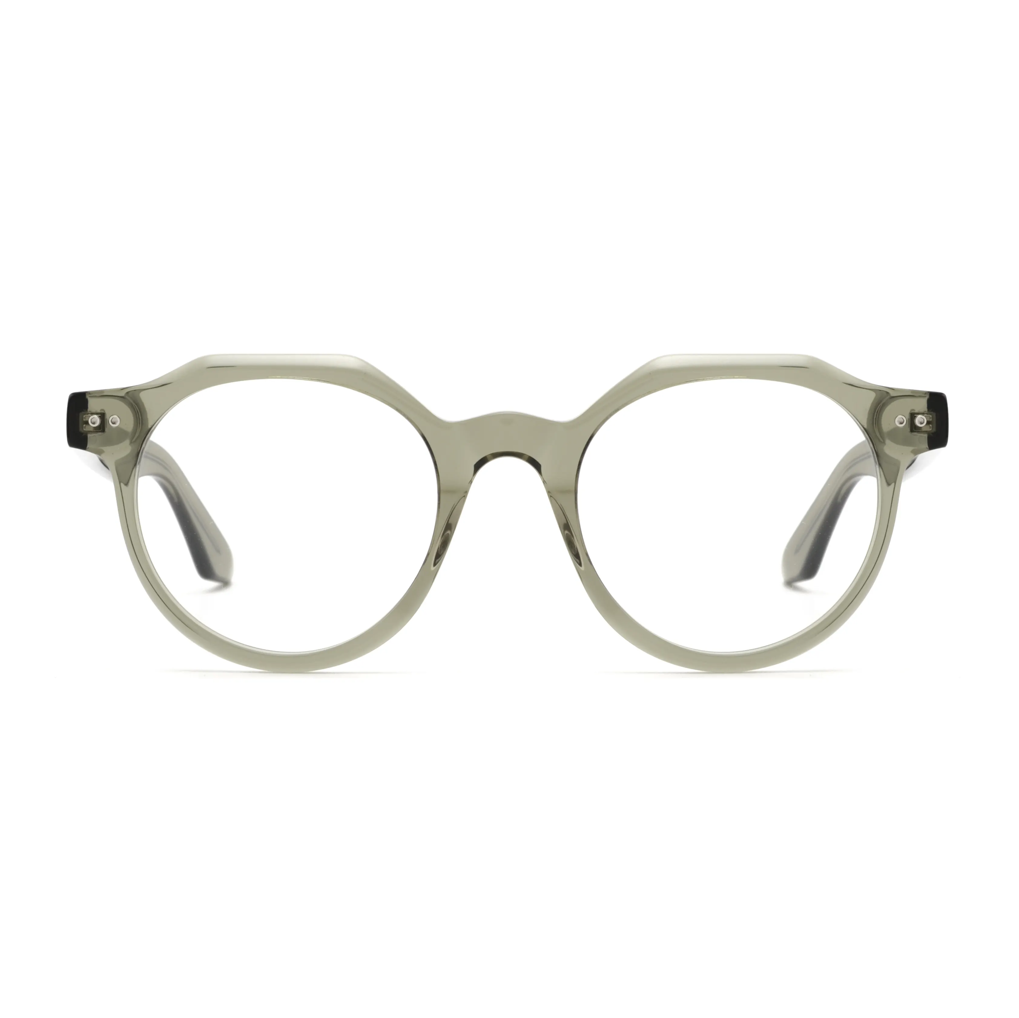 Occhiali da vista rotondi alla moda di design occhiali da vista in acetato trasparente di piccole dimensioni montatura per occhi fatta a mano economica per le donne