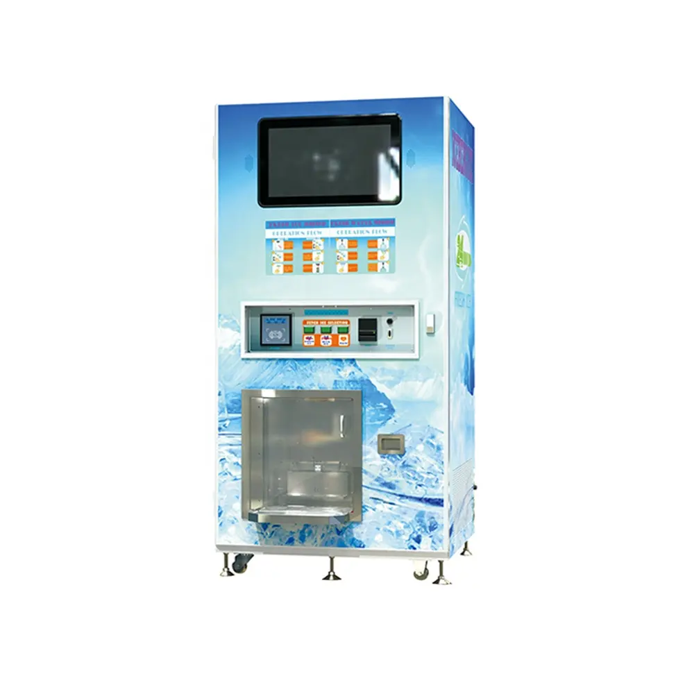 Máquina dispensadora de hielo en bolsa, máquina expendedora de cubitos con 24 horas de servicio a la venta/900kg, máquina expendedora de hielo pequeño