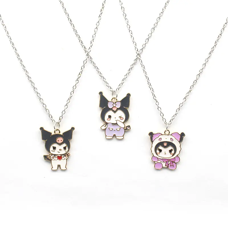 New Cartoon Fresh and Sweet Kuromi Oil Drop Necklace Sweet and Cool Student Friend Necklace Versatile
