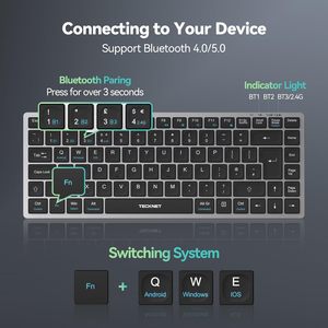 2,4G inalámbrico recargable para teclado Blue Tooth QWERTY UK diseño compacto Mini teclado teclas silenciosas Compatible Multi - Product Image 4