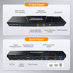 TESmart 2 Port Dual Monitor <strong>KVM</strong> Switch Kit HDMI+DP 4K60Hz With USB 3.0 Docking Station With <strong>EDID</strong> Displayport <strong>KVM</strong> Switcher - Product Image 2