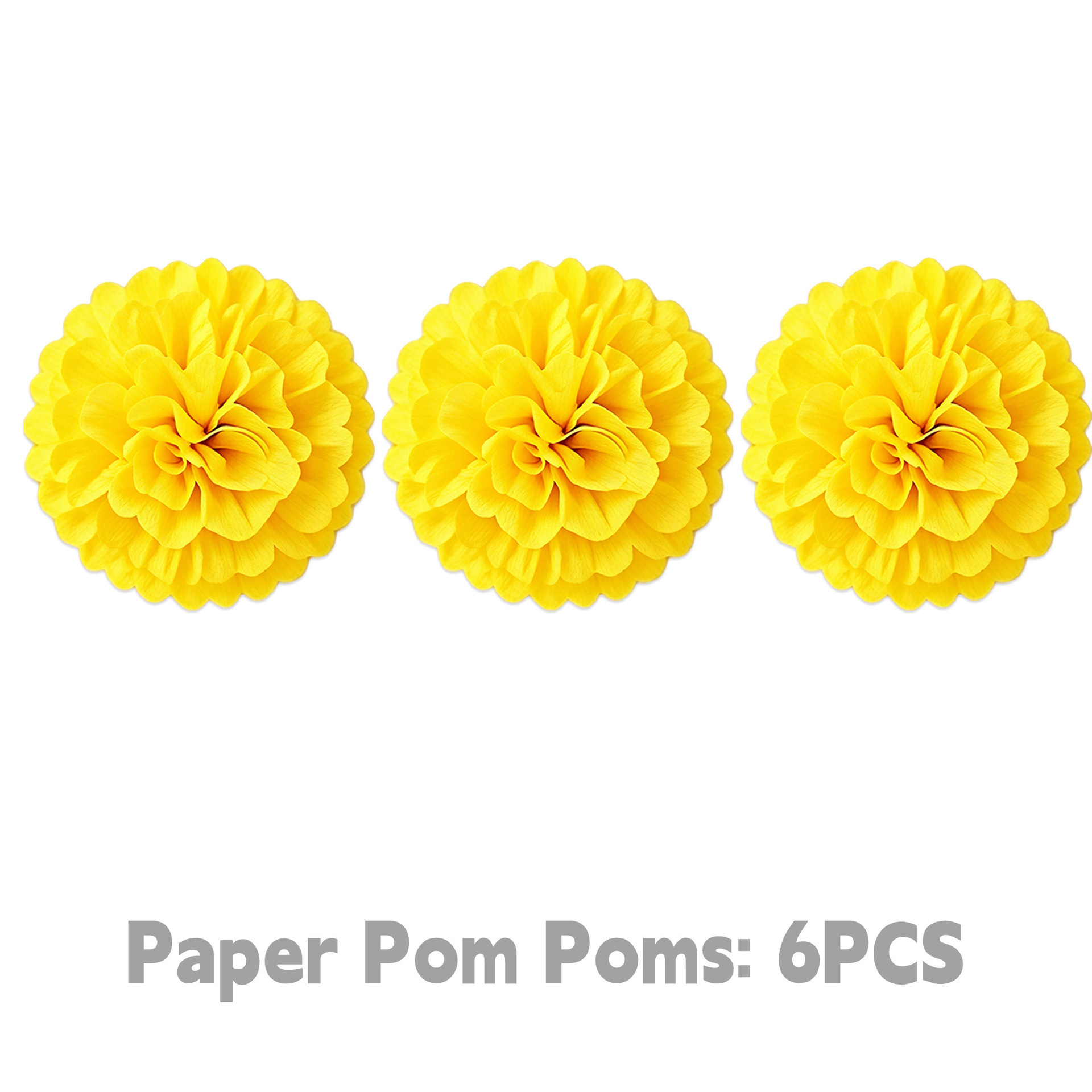 Palline di fiori di carta gialla-10 pollici-6 pezzi