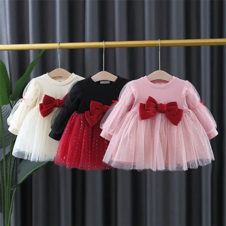 Vestidos de manga abombada con lazo para niñas, vestido de baile para cumpleaños, faldas de fiesta de 10 a 12 años