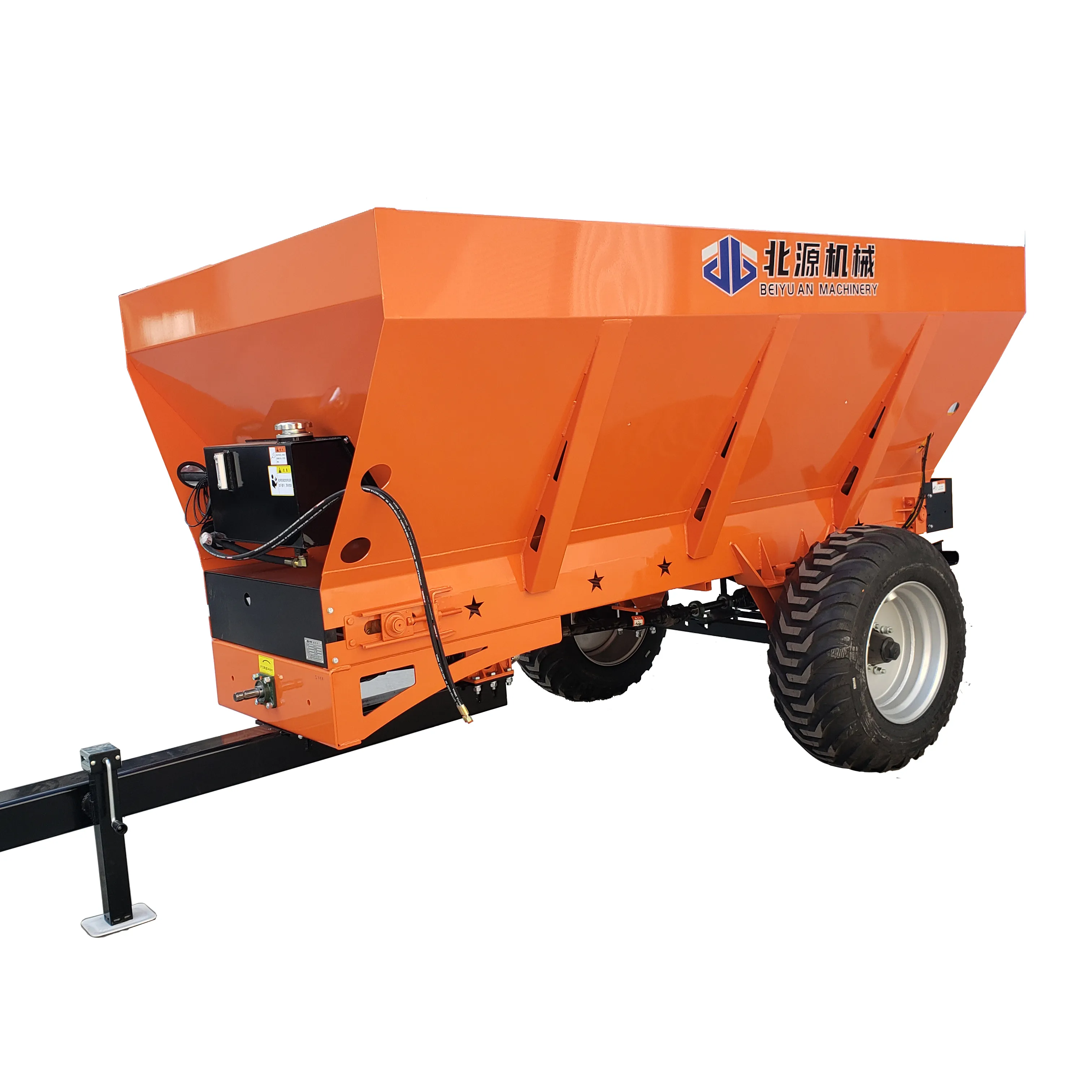 Twin disc manure spreader Hydraulic system power tractor trailed Organic fertilizer distributor