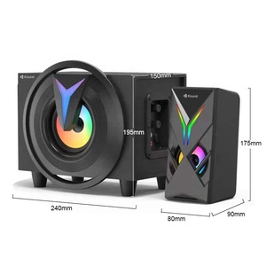 Kisonli 2,1 Altavoces de computadora de escritorio con Subwoofer RGB 16W Sonido estéreo Sistema multimedia alimentado por USB Entrada auxiliar para PC - Product Image 6