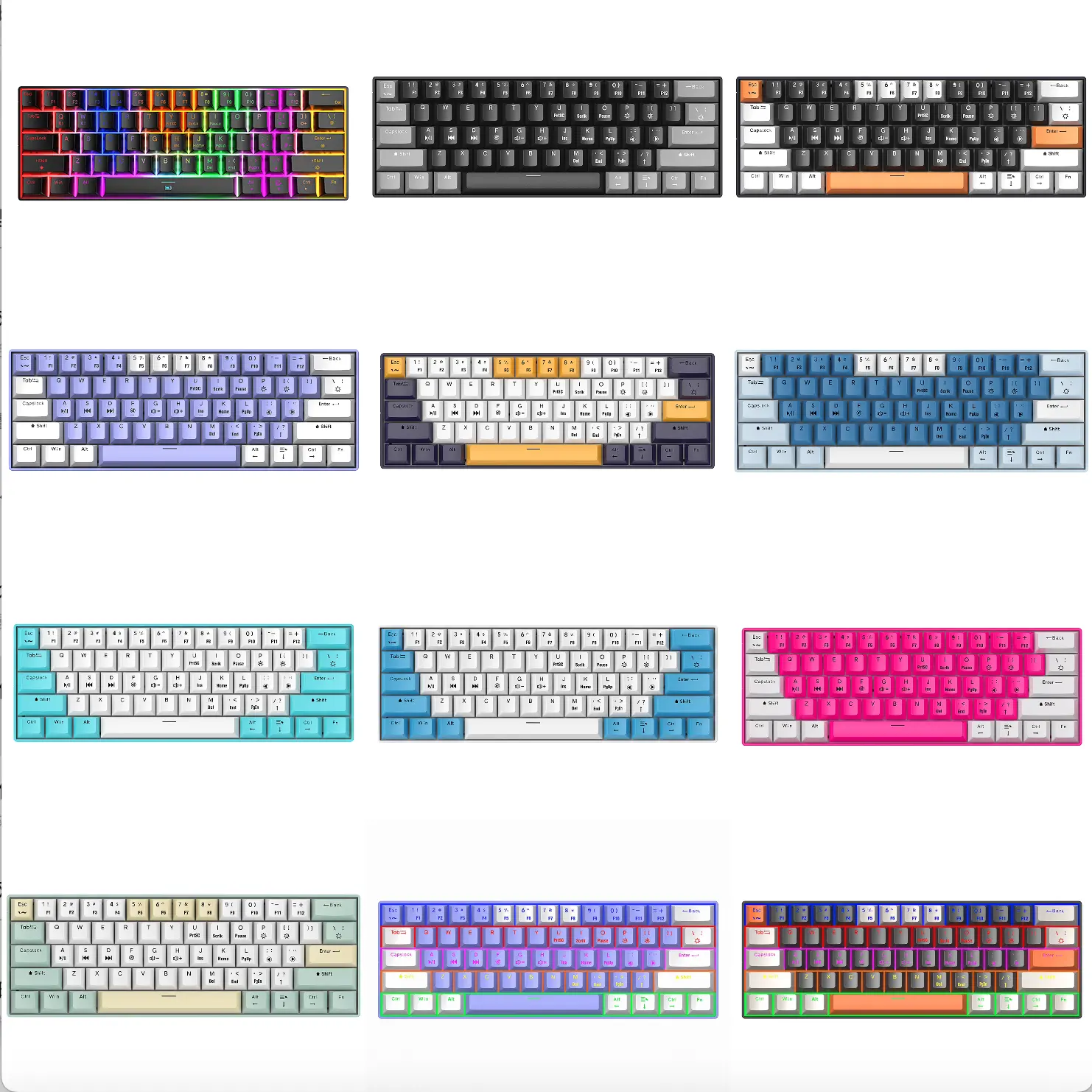 COUSO fabrika satış oyun klavyesi yüzde 60 mavi anahtarı arkadan aydınlatmalı Teclado oyun 60% 61 tuşları özel mekanik klavye oyun