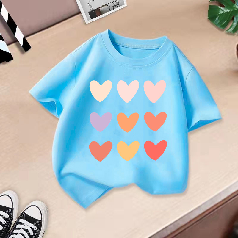 Manches courtes love bleu clair