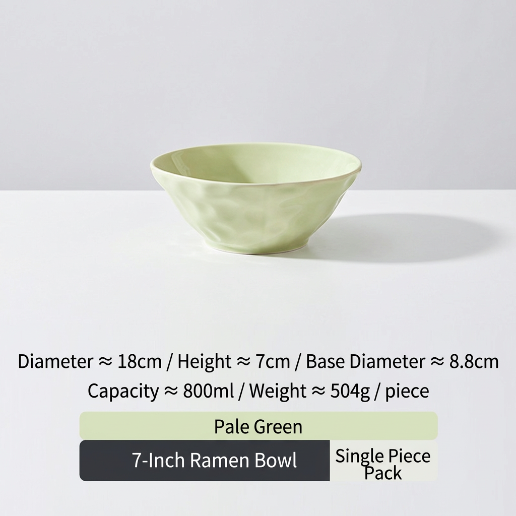 7 inch ramen bowl-cream green