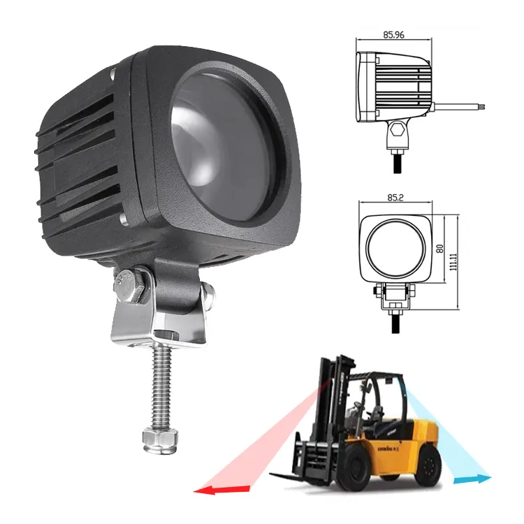 10-80v étanche, faisceau rouge et bleu, avertissement de sécurité, led, flèche directionnelle pour chariot élévateur