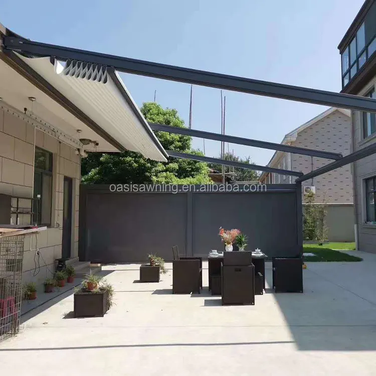 Pergola japonaise de créateur en aluminium, auvent de toit rétractable, rotatif, extérieur, pliable, balcon