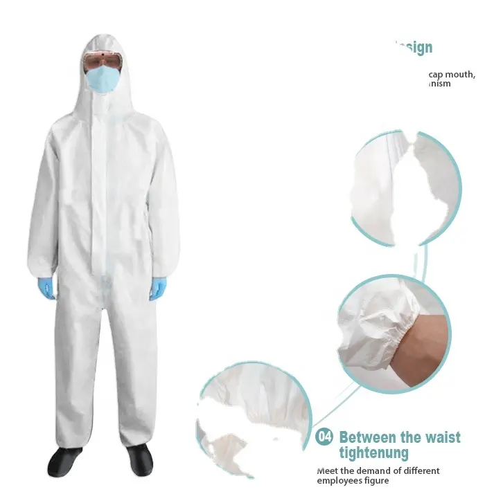 Disposable Isolation Gown White Safety Clothing Doctor Robe Protective Suit