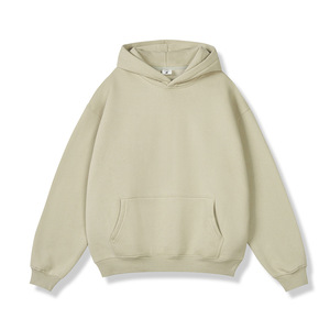 Otoño e invierno 350GSM Sudadera con capucha en blanco para hombre Color sólido Tela de lana gruesa Sudadera con capucha de gran tamaño Sin cuerda - Product Image 6