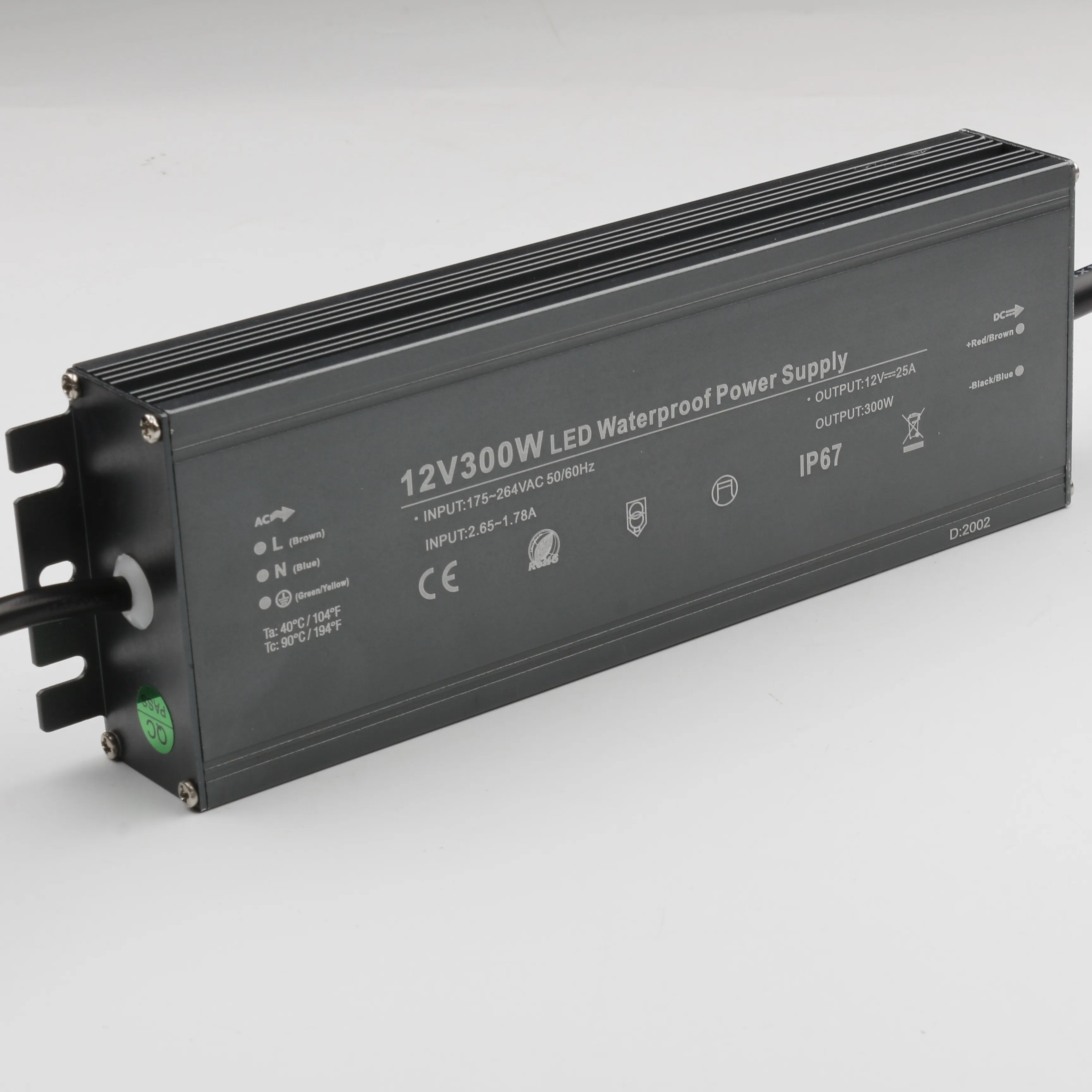 OEM ODM 300W schlanker LED-Treiber IP67 wasserdichtes Netzteil 12V 24V Schalt netzteil
