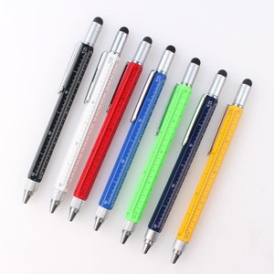 Toptan için çok fonksiyonlu 9 in 1 Stylus su terazisi hediye tornavida Metal aracı kalem Cm/inç ölçekli mühendislik özel Logo - Product Image 1