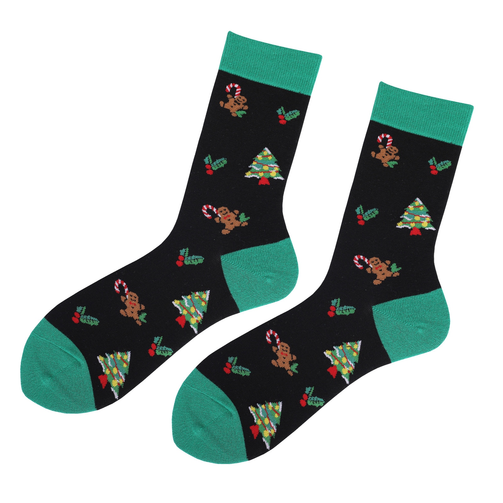Df0169-5 gingerbread man christmas mid-calf socks