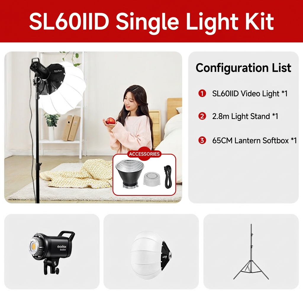 SL60IID + Softbox a lanterna da 65 cm + Stativo da 2,8 m