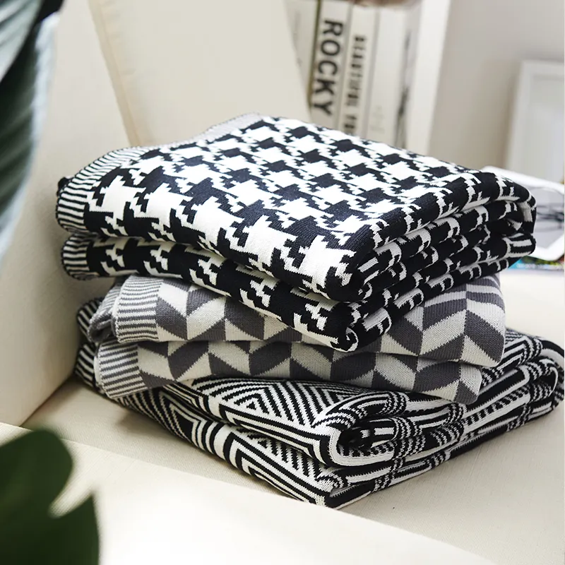 Натуральный Мягкий Диван пледы одеяло геометрический узор чистых хлопковых нитей трикотаж Досуг одеяло для кровати дивана