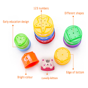 <strong>Bright</strong> Color Cartoon Styles Plastic Bath Game Box Packing Educational Baby Stacking Cups <strong>Toy</strong>