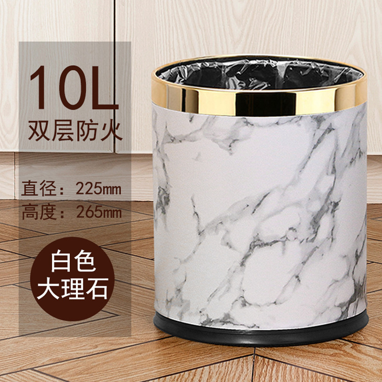 10L White Marble with Gold Ring