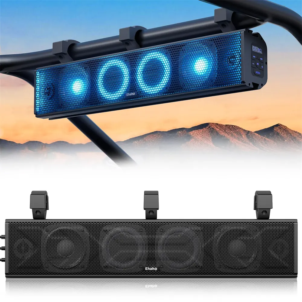 Grosir 25 inci Bluetooth UTV ATV Sound Bar tahan air RGB pencahayaan Bar suara Amplified Powersports Golf Cart Sound Bar