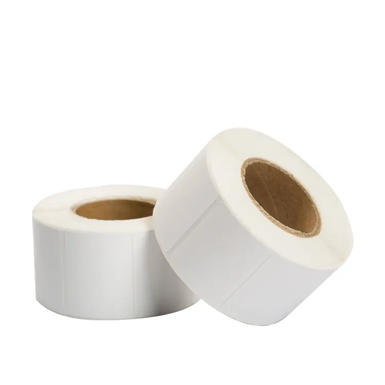 Branco brilhante PET Tamanho personalizado Cor personalizada Impressão personalizada Rolls Papers Material adesivo Etiquetas em branco