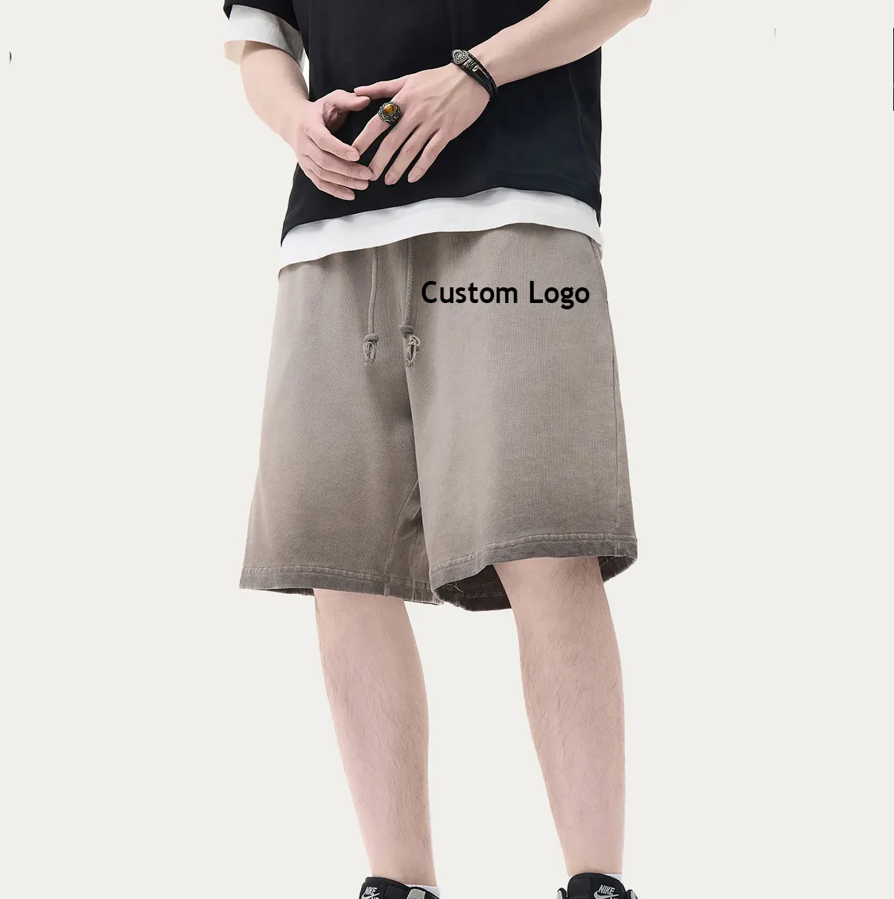 Pantaloni corti sportivi estivi da uomo in cotone lavato con acido personalizzato pantaloncini personalizzati traspiranti