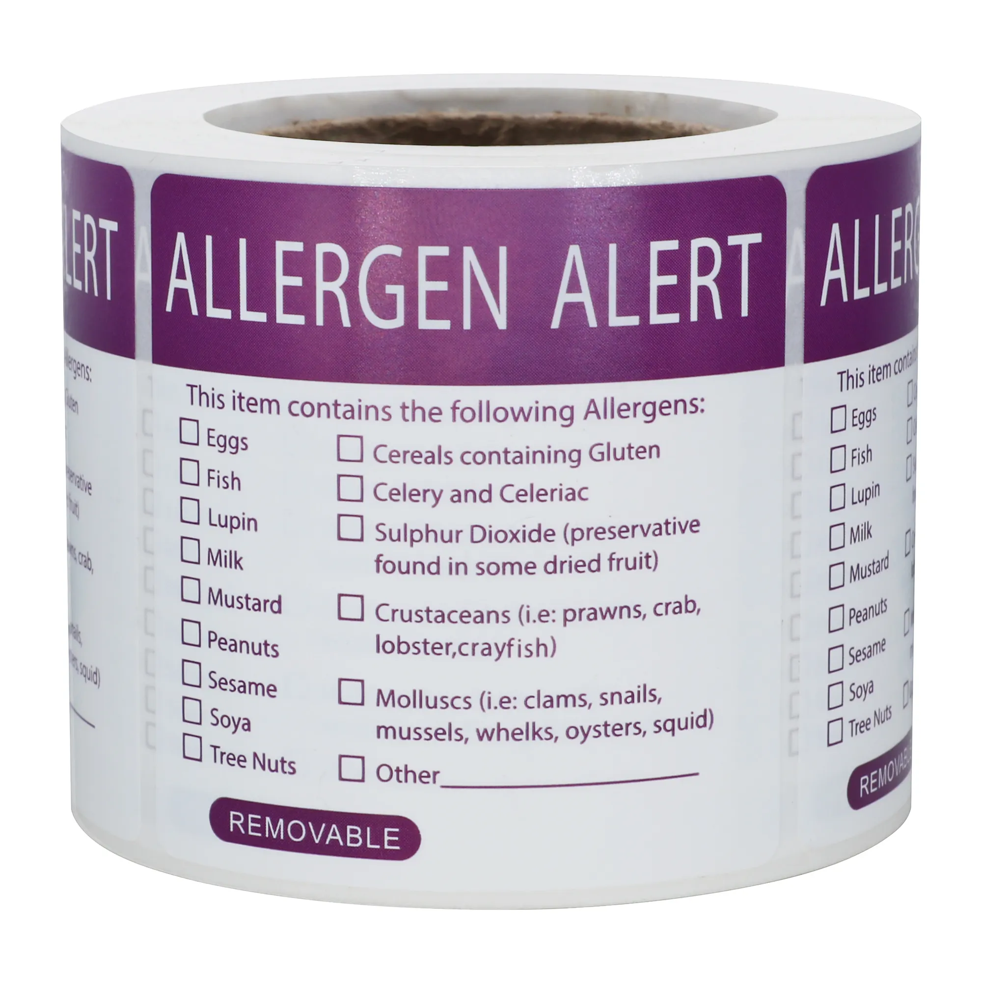 Hybsk Allergen Warning Stickers 2x2 inch 300pcs Square Removable Food Allergy Label for Restaurants