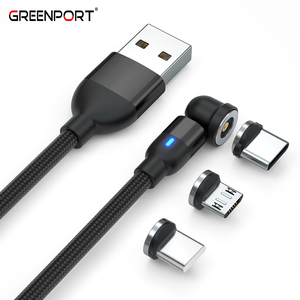 免费样品540度旋转3合1 USB电缆，带3种不同磁头usb充电电缆 - Product Image 1