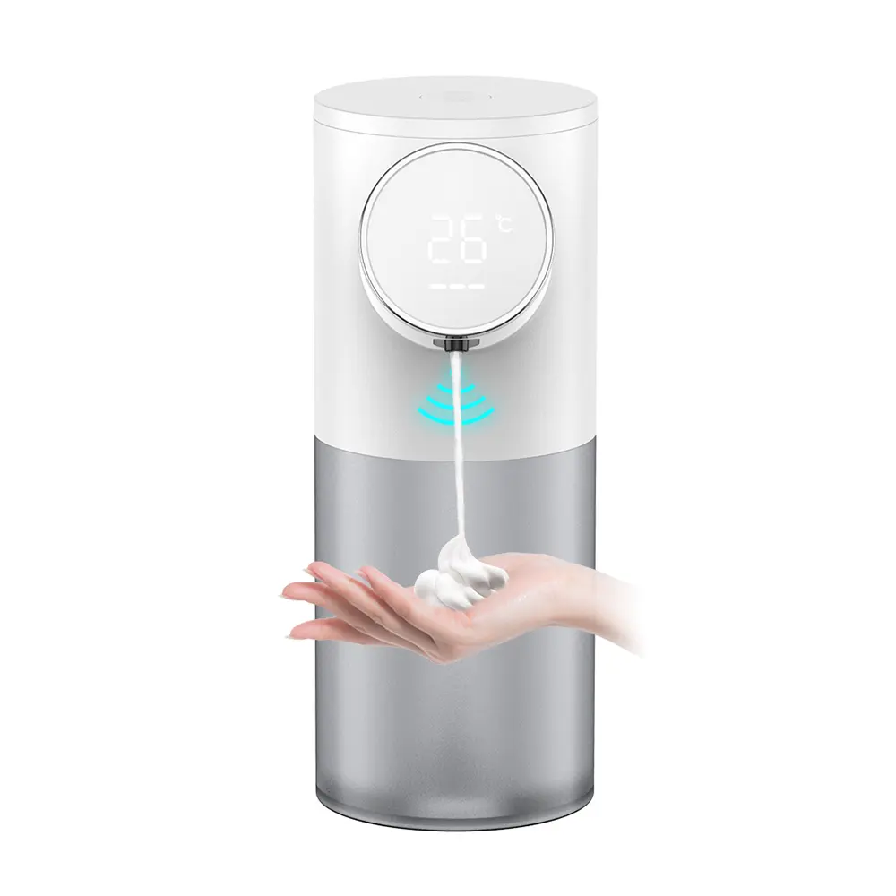 घर उपकरण आधुनिक तालिका के शीर्ष स्मार्ट सेंसर Touchless स्वत: हाथ धोने फोम साबुन मशीन के साथ कमरे के तापमान थर्मामीटर