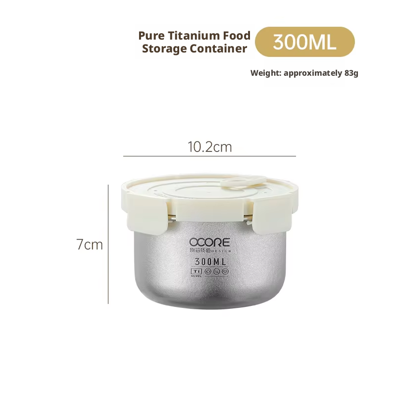 Contenant alimentaire Silver Titanium pur 300ml - Couvercle blanc cassé