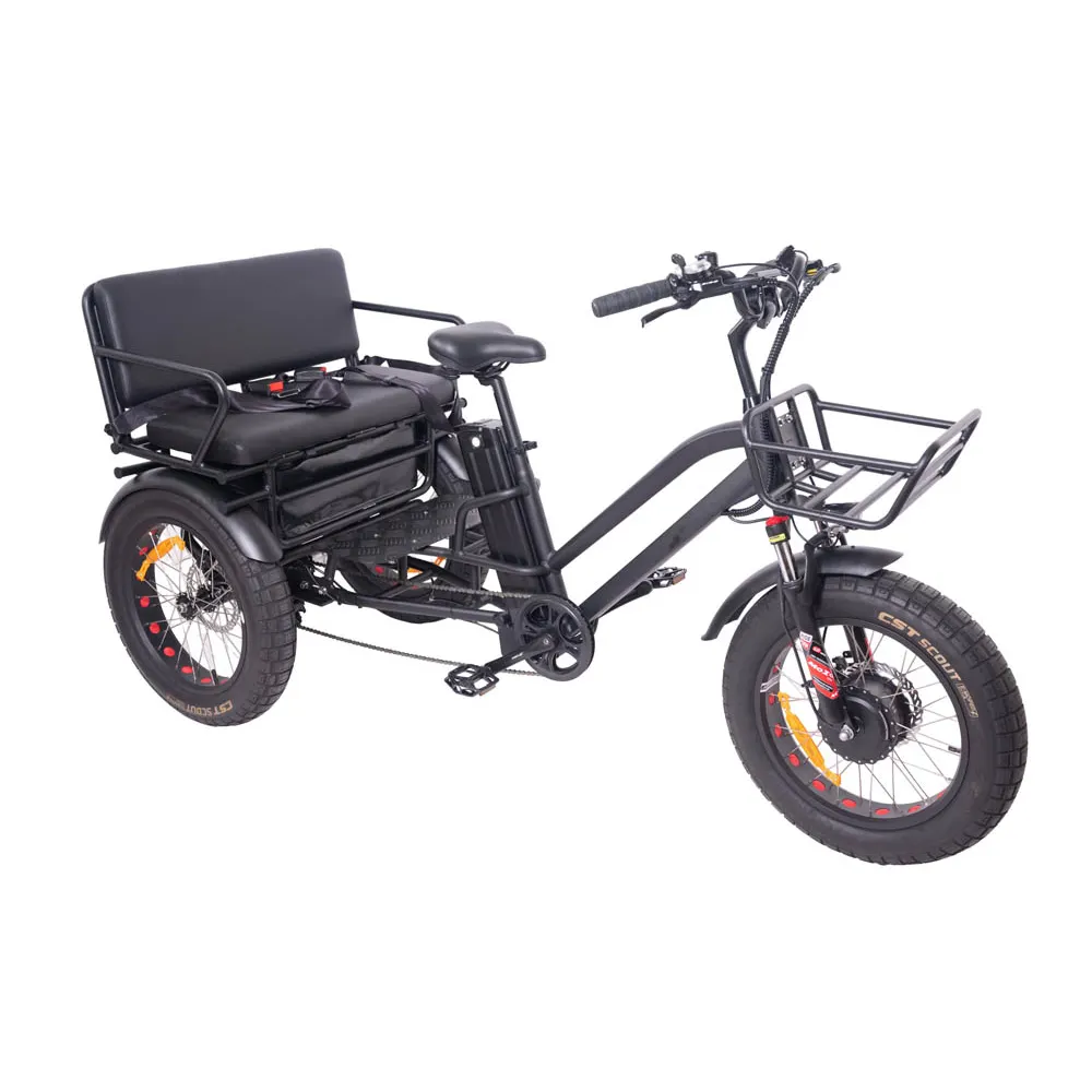 KUAKE 2023 नई डिजाइन 3 पहिया इलेक्ट्रिक साइकिल तीन पहियों वयस्क कार्गो बिजली बाइक टोकरी के साथ परिवार के लिए