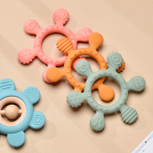 Bán buôn bé Đồ chơi cấp thực phẩm Silicone <span class=keywords><strong>Teether</strong></span> bé mọc răng vòng 2-in-1 <span class=keywords><strong>Teether</strong></span> Đồ chơi bé Rattle đồ chơi - Product Image 1