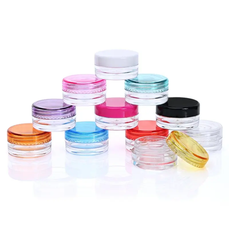 cosmetic plastic containers 3g 5g 10g 15g 20g 30g Clear crystal PS jar with clear screw cap for sample face cream