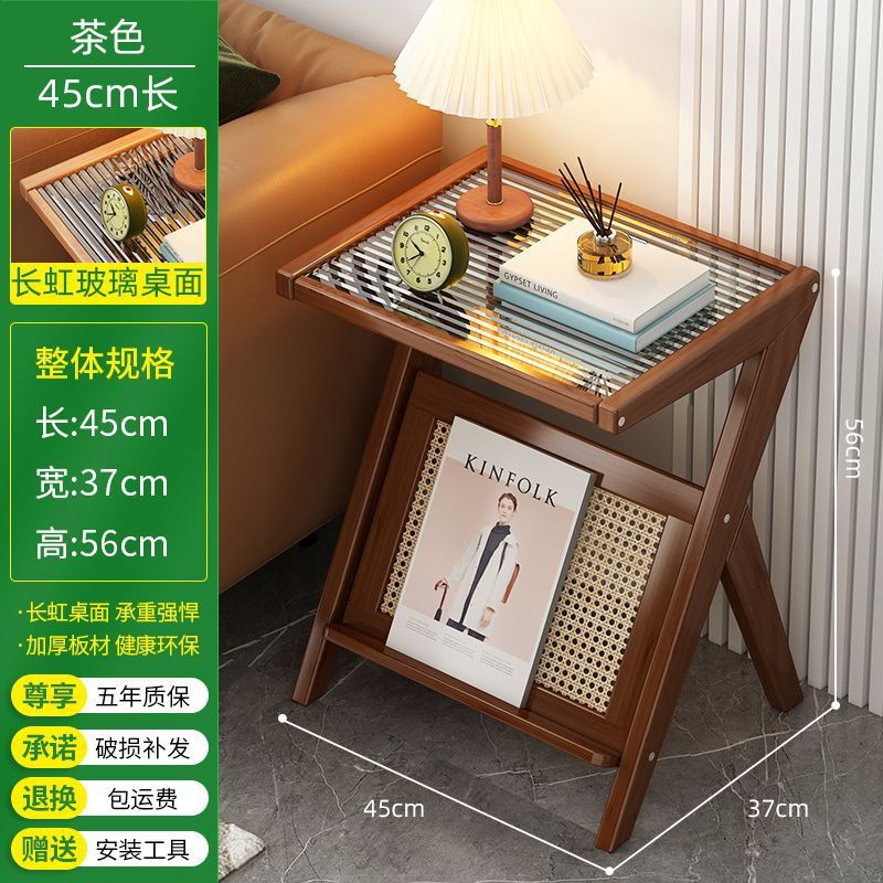 Plateau en verre trempé avec cadre entièrement en bambou, couleur marron, taille 45.