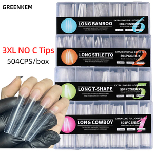 504 adet yarım kapak konik kare İpuçları rekabetçi fiyat Nail İpuçları ekstra uzun XXXL kare hiçbir C eğrisi temizle Nail İpuçları - Product Image 2