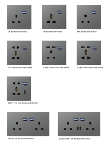Enchufe multifunción Usb Computadora Teléfono Enchufes e interruptores universales Soporte de exhibición eléctrica