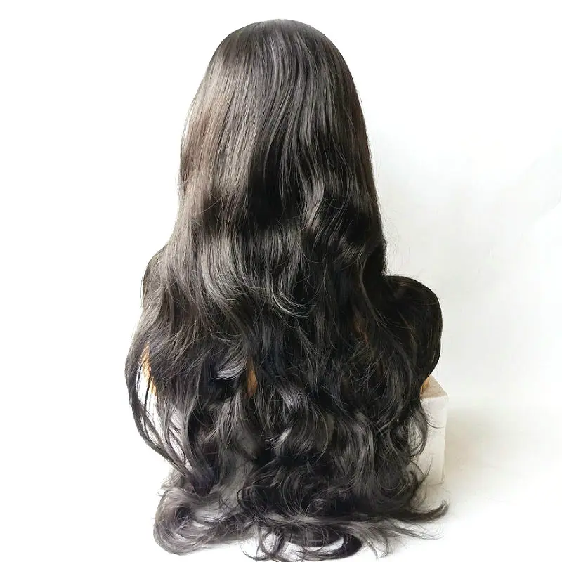 Длинный черный волнистый парик женский 68 см черный парик для наращивания волос Синтетические термостойкие волокна человеческие волосы парики для ежедневного использования на вечеринках