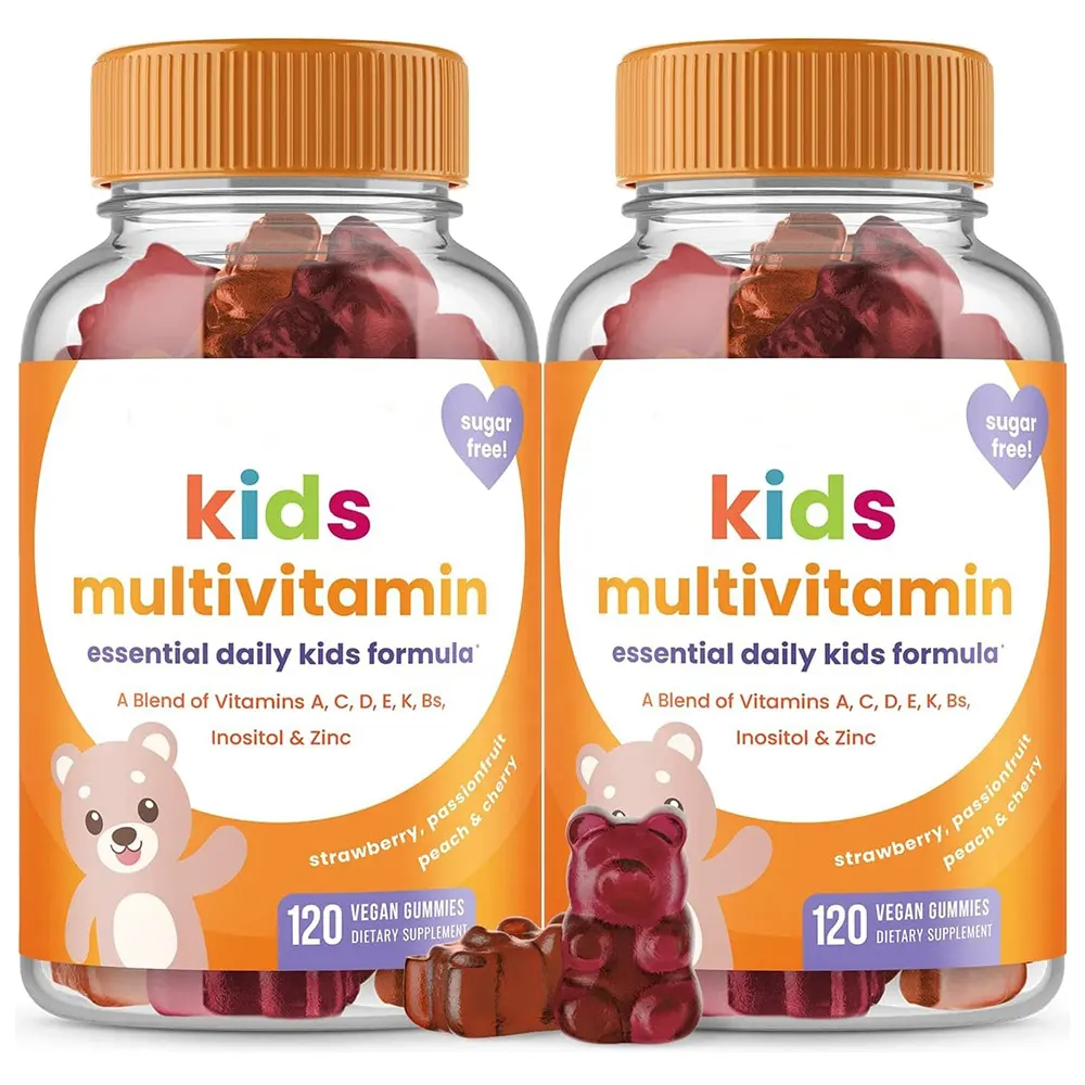 غائر متعددة الفيتامينات خالية من السكر للأطفال فيتامين D3 زنك أوميجا 3 دببة غائر للأطفال
