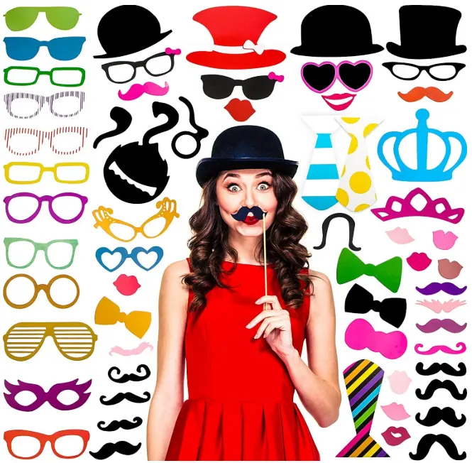 DIY disfraces bigote sombreros gafas boca Bowler pajaritas Photo Booth Props Kit para cumpleaños boda Festival evento Fiesta favores