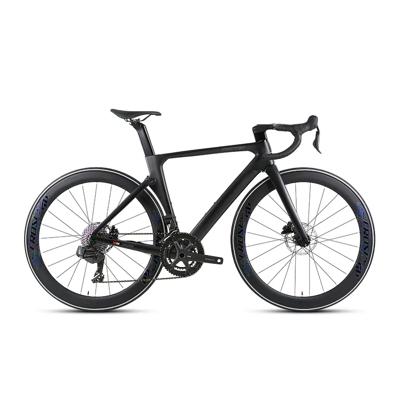 Vélo de route R12 en carbone complet avec roues en carbone de 50mm WheelTop EDS TX-vélo en carbone à disque hydraulique à changement de vitesse 2*13