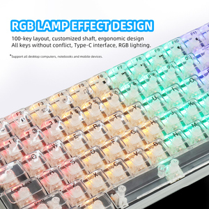 K10 Wired 100 <strong>Keys</strong> RGB Backlit Transparent Keycap Hot Swap Gaming Mechanical USB 3.0 <strong>Keyboard</strong> for Desktop Used - Product Image 4