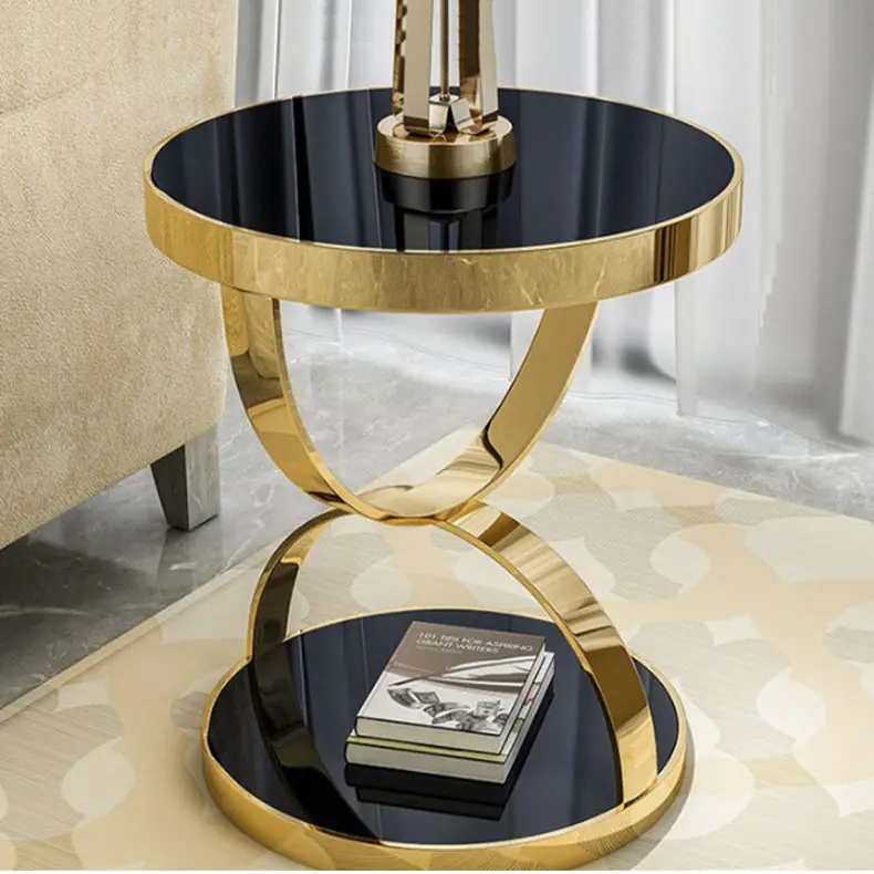 Home Furniture Living Room Glass Coffee Tables Modern Side Table For Hotel Metal Stainless Steel Perspex Glass Marble Table