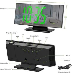 Wholesale Customized Large Screen Alarm <strong>Clock</strong> Decoration Desktop <strong>Mirror</strong> Digital Led Projection Digital Nightlight <strong>Table</strong> <strong>Clock</strong> - Product Image 2