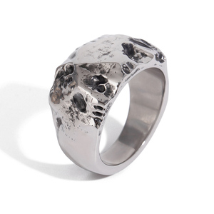 Trendy Fashion Forward Stainless Steel Chic Daily Accessory Gold Star Accented <strong>Silver</strong> Men Ring - Product Image 6