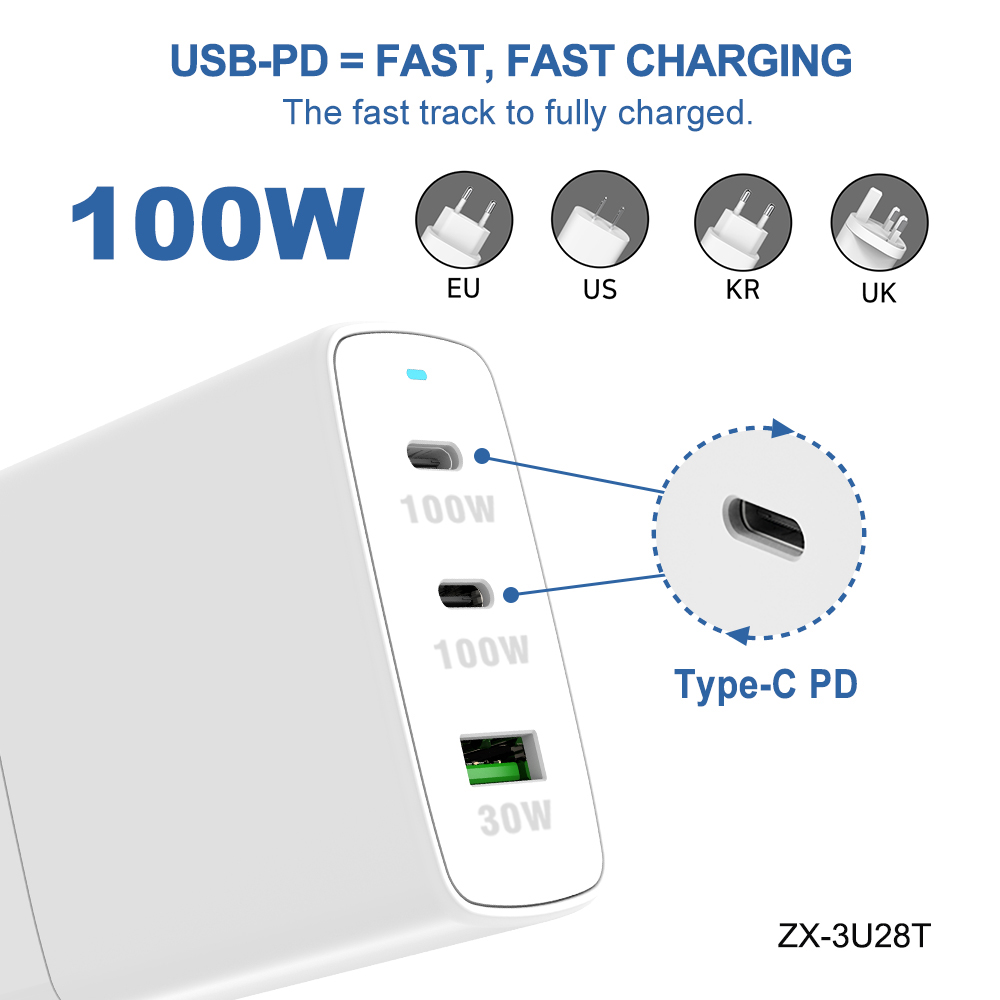 GaN 100W à 3 ports