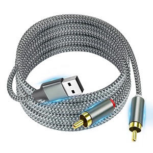Cable USB 2,0 a 2 RCA macho USB tipo A a macho 2 RCA adaptador RCA dual Y divisor de Audio estéreo Aux Cable Convertidor para TV - Product Image 1