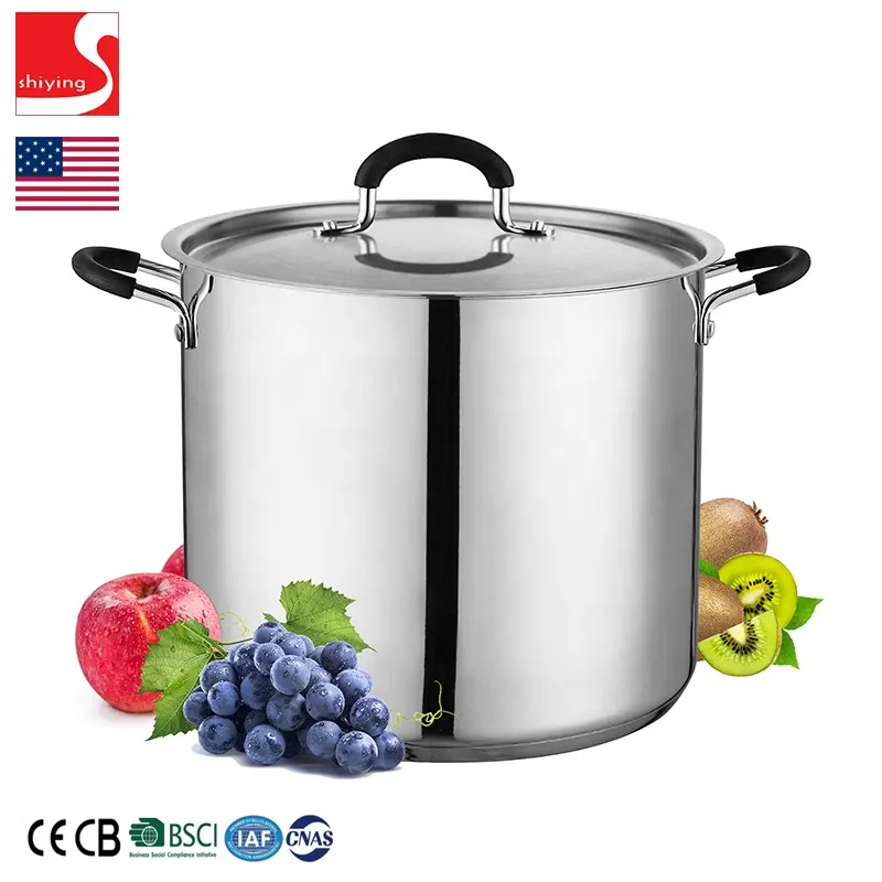 SY-Küchen geschirr Edelstahl Suppen topf mit Deckel 8/12 Quart Saucepot Silikon griff 8qt Dutch Oven